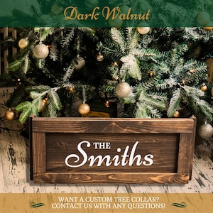 Personalized Rustic Wooden Christmas Tree Collar, Collapsible Box