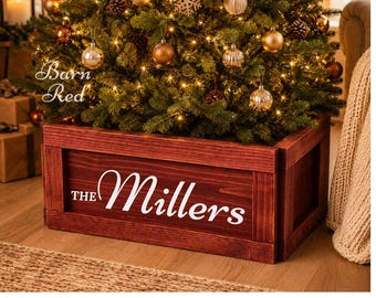 Personalized Wooden Christmas Tree Collar, Rustic Holiday Decor, Custom Tree Skirt, Christmas Tree Decor, Collapsible Tree Skirt
