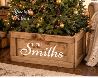 Rustic Wood Christmas Tree Collar, Collapsible Tree skirt, Holiday Tree Decor, Personalized Tree Collar, Custom Tree Skirt