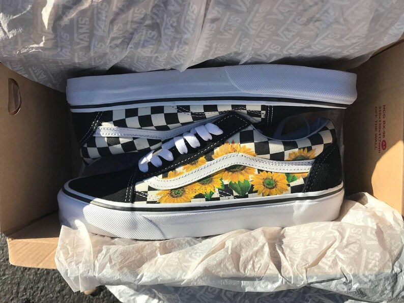 Sunflower Vans Old Skool Shoes Custom Vans Shoes Custom Etsy