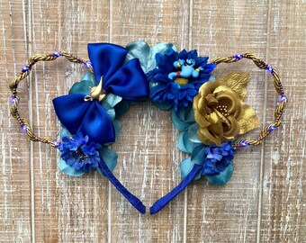 Ready to Ship Halloween Spiderweb Floral Mouse Ears with Lights