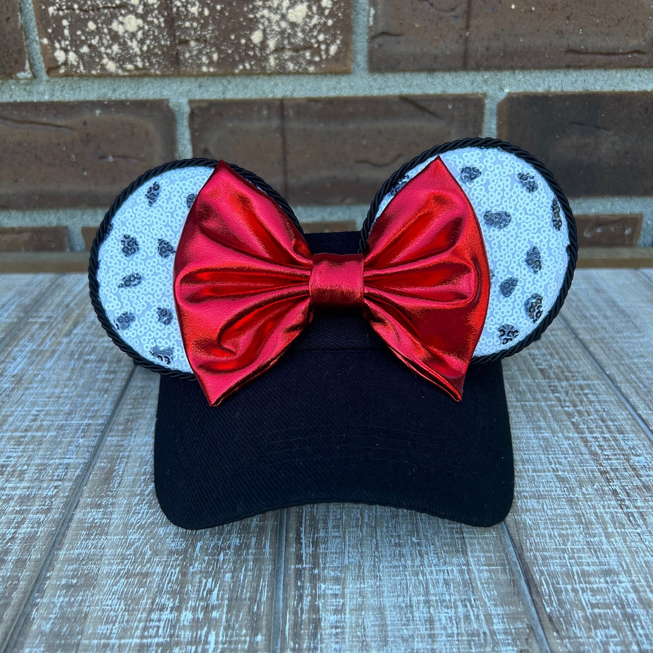 Dalmatian Mouse Ear Visor, Cruel Villian Style