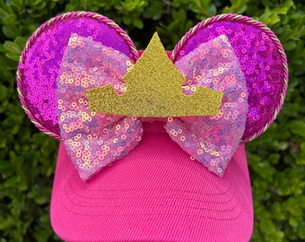 Sleeping Beauty Minnie Ear Visor: Sequin Aurora Hat