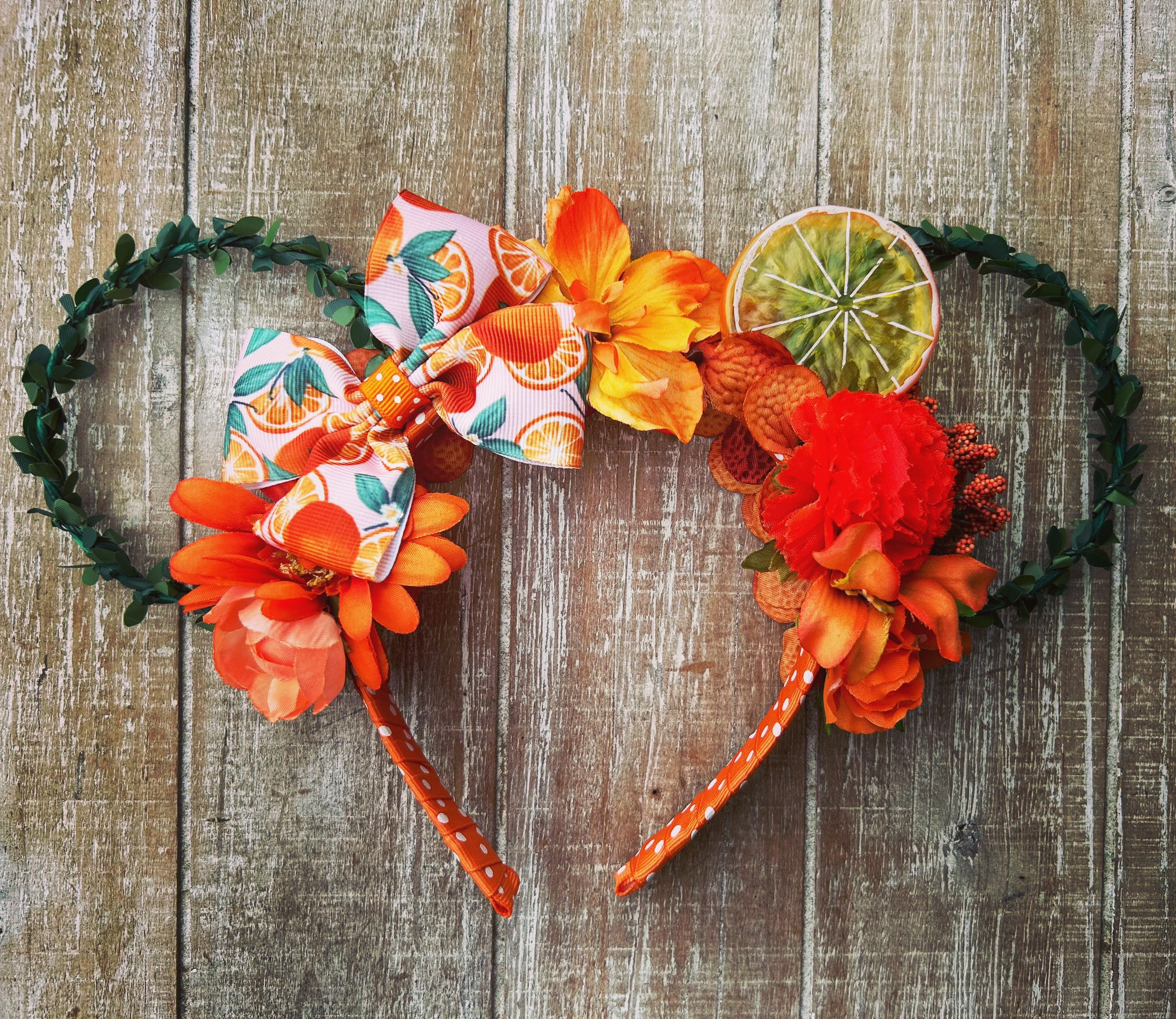 Orange Citrus Bird Mouse Ears / Flower and Garden Themed  display picture 1