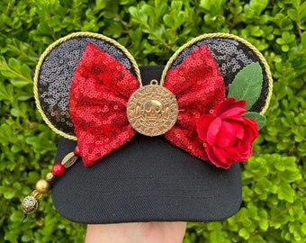 Pirates Minnie Mouse Ear Visor, Sequin Bow Hat