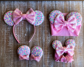 Birthday Rainbow Confetti Matching Mommy & Me Mouse Ears / Birthday Mouse Baby Headband / Birthday Celebration Hair Band / Custom Birthday