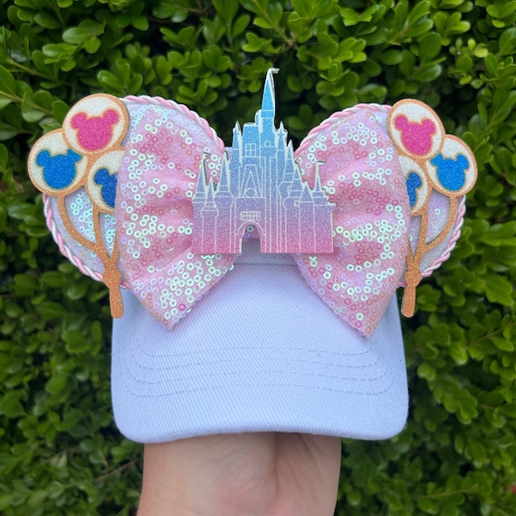 Castle and Balloons Mouse Ear Visor: Magical Birthday Hat