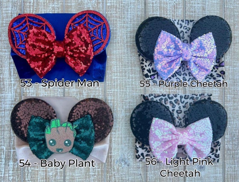 Baby Mouse Ears Headband, Infant Bow, Babies First Trip Minnie Ear image 6