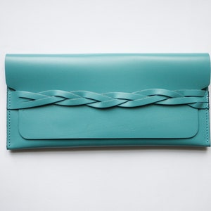 Damen Leder Portemonnaie Mint - Damen Clutch Portemonnaie - Kreditkarten geldbörse - Echtleder Portemonnaie