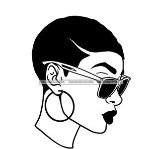 Afro Woman SVG Wearing Glasses Melanin Short Hairstyle Nubian Black Girl Magic JPG PNG Vector Clipart Cricut Silhouette Circuit Cut Cutting
