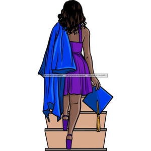 Graduación Mujer Gorra Azul Diploma Logro Educación Ceremonia Universitaria Éxito Estudiantil Graduado SVG JPG PNG Vector Cricut Archivos de Corte