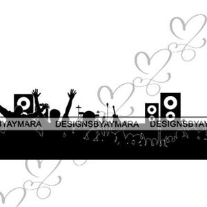 コンサート観客ジャズバンドパフォーマンスステージレコードラジオスタジオ.SVG .EPS .PNG Jpg ベクタークリップアート クリカットシルエット回路カットカッティング
