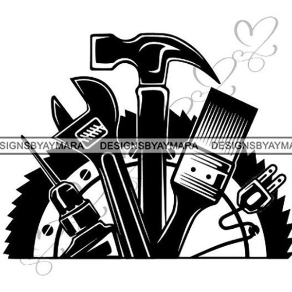 Wrench Hammer Screwdriver Repair Fix Handyman Hardware Tool Work Handyman .SVG JPG PNG Vector Clipart Cricut Silhouette Circuit Cut Cutting