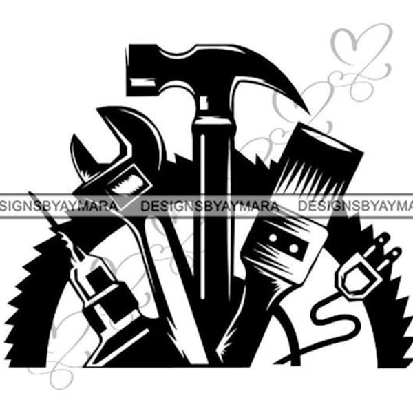 Wrench Hammer Screwdriver Repair Fix Handyman Hardware Tool  Work  SVG .JPG.PNG Vector Clipart Cricut Silhouette Circuit Cut Cutting