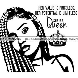 Black Woman Diva Quotes African American Braids Hairstyle Nubian Queen .SVG .JPG.PNG Vector Clip art Cricut Silhouette Circuit Cut Cutting