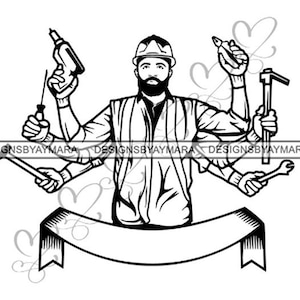 Handyman Service Repair Construction Carpenter Repairman Plumber Contractor Maintenance  .SVG .EPS .PNG Vector Clipart  Circuit Cut Cutting