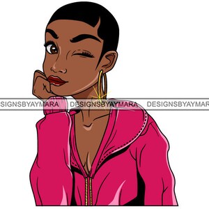Afro Lola Winkey Eyes Black Woman Short Hairstyle Melanin Nubian Black Girl Magic SVG JPG PNG Vector Clipart Cricut Silhouette Cut Cutting