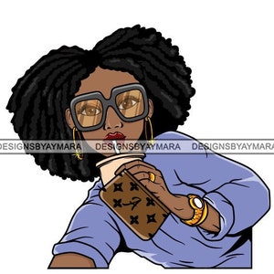 Afro Dope Woman Drinking Coffee Big Glasses Purses Fashion Hipster Melanin SVG JPG PNG Vector Designs Clipart Cricut Silhouette Cut Cutting