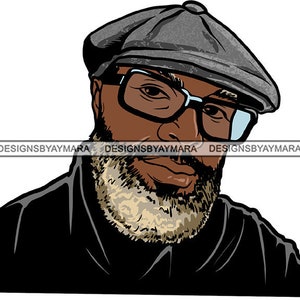 Atraente Homem Negro Barbudo Bonito Hipster Modelo Moda Masculino Cara Estiloso Bigode Close-up Macho Viril SVG PNG JPG Cricut Corte Corte