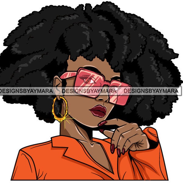 Afro Lola Hipster Girl Funky Young Woman Face Urban Swag Hip Hop Cool Style SVG JPG PNG Vector Clipart Cricut Silhouette Circuit Cut Cutting