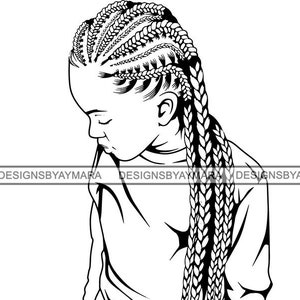 Black Woman SVG Braids Locs Dreads Hairstyle Beauty Salon Logo Classy Nubian African American .EPS .PNG Vector Clipart Circuit Cut Cutting