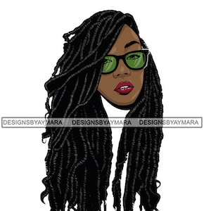 Afro Woman SVG Black Queen Glasses Dreads Braids Hairstyle Nubian Black Girl Magic JPG PNG Vector Clipart Cricut Silhouette Cut Cutting