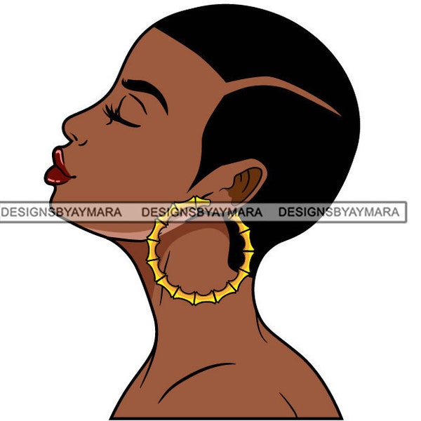 Afro Lola Looking Up Proud Black Woman Short Hair Melanin Nubian Black Girl Magic SVG JPG PNG Vector Clipart Cricut Silhouette Cut Cutting