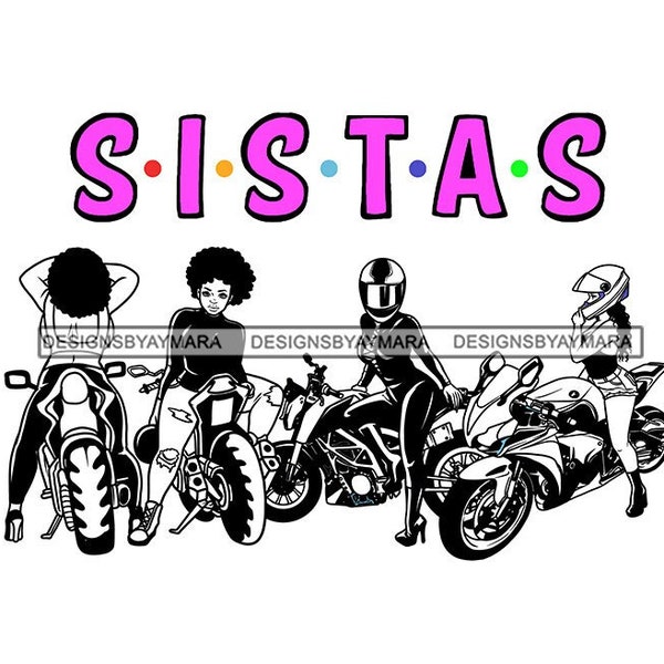 Sistas Women Rider Motorcycle Sport Bike Helmet Gears Biker Chics Speed Angels Adventurer Girls SVG PNG JPG Print Cut Cutting Vector Designs