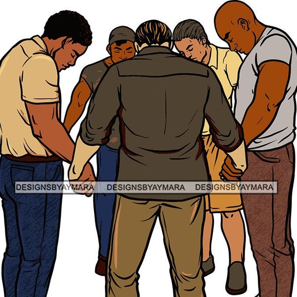 Group Of Man Praying Together Equality Ethnic Freedom BLM Stop Brutality SVG JpgPNG Vector Clipart Cricut Silhouette Circuit Cut Cutting