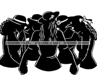 Silhouette Women Holding Hands Praying God Church Ladies Devoted Holy Women in a state of Reverence SVG PNG JPG Print Cutting Vector Designs
