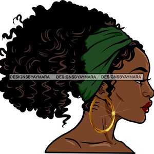 Afro Lady Black Beautiful Woman Bamboe Oorbellen Prachtige Melanin Popping Gezicht Charmante SVG PNG JPG Vector Clipart Cricut Cutting Cut Files