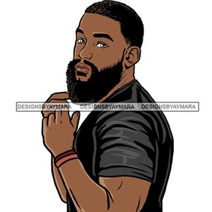 Attraktive schwarze Mann bärtigen schönen Hipster Modell Mode männlich Guy stilvolle Schnurrbart Nahaufnahme Macho Manly SVG PNG JPG Cricut schneiden