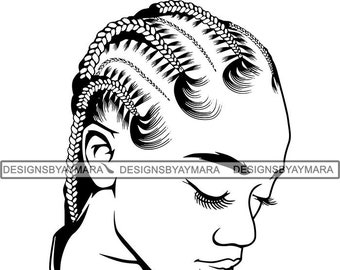 Negro Mujer SVG Trenzas Locs Dreads Peinado Salón de Belleza Logo Classy Nubian Afroamericano. Eps. PNG Vector Clipart Corte de Corte de Corte