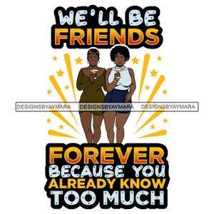 Best Friends Forever Woman Sisters Buddy Queen Love Partner SVG PNG JPG Vector Clipart Circuit Cut Cutting