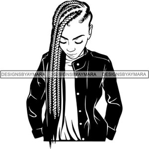 Black Woman SVG Braids Locs Dreads Hairstyle Beauty Salon Logo Classy Nubian African American .EPS .PNG Vector Clipart Circuit Cut Cutting