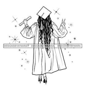 Abschluss Junge Frau mit Diplom-Student, der Gott lobt Mütze Kleid Quaste Absolvent Achievement Zeremonie JPG PNG Print Cricut Schneidedateien