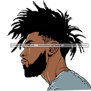 Homem Atraente Preto Barbudo Bonito Hipster Modelo Moda Masculino Cara Estiloso Bigode Close-up Macho Viril SVG PNG JPG Cricut Corte Corte
