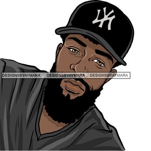 Attraktive schwarze Mann bärtigen schönen Hipster Modell Mode männlich Guy stilvolle Schnurrbart Nahaufnahme Macho Manly SVG PNG JPG Cricut schneiden