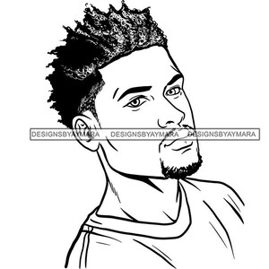 Homem Atraente Preto Barbudo Bonito Hipster Modelo Moda Masculino Cara Estiloso Bigode Close-up Macho Viril SVG PNG JPG Cricut Corte Corte
