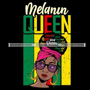 Afro Woman Melanin Queen Rasta Colors Educated Confident Powerful Magic SVG JPG PNG Vector Clipart Cricut Silhouette Circuit Cut Cutting