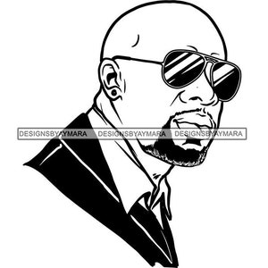 Homem Atraente Preto Barbudo Bonito Hipster Modelo Moda Masculino Cara Estiloso Bigode Close-up Macho Viril SVG PNG JPG Cricut Corte Corte