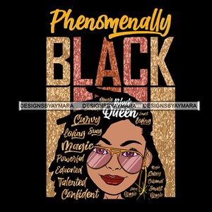 Afro Woman Phenomenally Black Queen Rasta Colors Swag Smart Magic Talented SVG JPG PNG Vector Clipart Cricut Silhouette Circuit Cut Cutting
