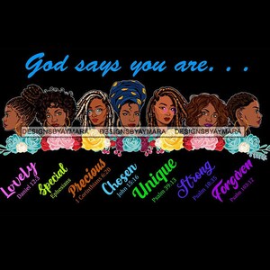 God Says You Are Afro Women Together Black Woman Morena African American Nubian SVG JPG PNG Vektor Designs Clipart Cricut Silhouette Cutting