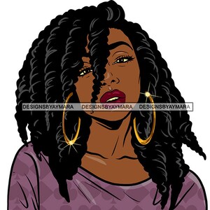 Afro Lady Black Beautiful Woman Bamboe Oorbellen Prachtige Melanin Popping Gezicht Charmante SVG PNG JPG Vector Clipart Cricut Cutting Cut Files