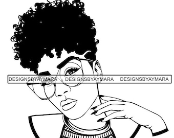 Black Woman .SVG Diva Afro Hairstyle Fabulous Classy Lady Nubian Queen Afro African American .EPS .PNG Vector Clipart Circuit Cut Cutting