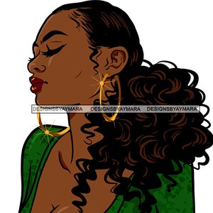 Afro Lady Black Beautiful Woman Bamboe Oorbellen Prachtige Melanin Popping Gezicht Charmante SVG PNG JPG Vector Clipart Cricut Cutting Cut Files