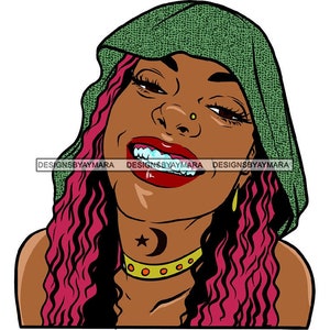 Ghetto Girl Gangster Street Girl Funky junge Frau Gesicht Urban Swag Hip Hop SVG JPG PNG Vektor Clipart Cricut Silhouette Circuit schneiden