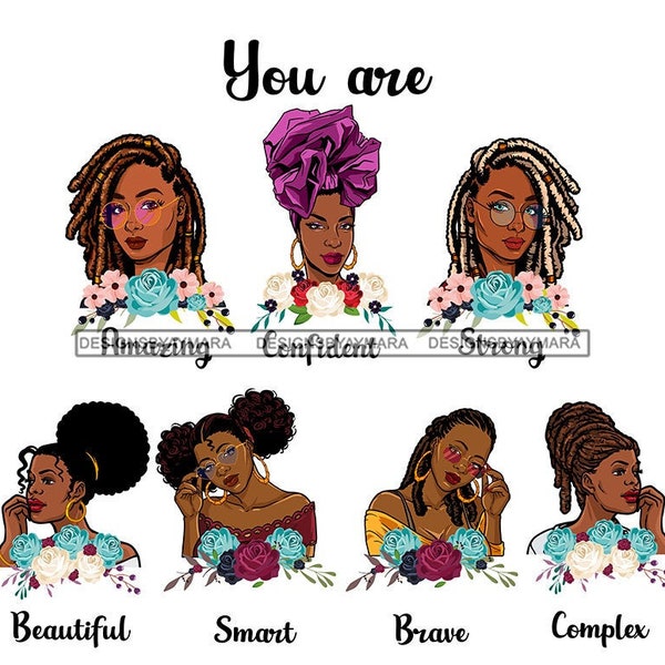 You Are Kind Amazing Women Together Black Woman Morena African American Nubian SVG JPG PNG Vector Designs Clipart Cricut Silhouette Cutting