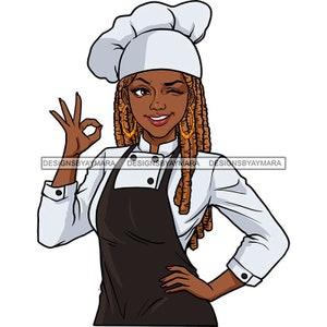 Afro Woman Chef Culinary Melanin Uniform Occupation Cooking Job Kitchen Gourment JPG PNG Designs Clipart Cricut Silhouette Cut Cutting