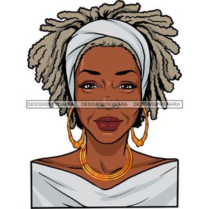 Femme afro attrayante Femme âgée Senior Cheveux gris Matures Personnes âgées Retraités Âgé SVG PNG JPG Vecteur Clipart Cricut Couper Couper Couper Fichiers
